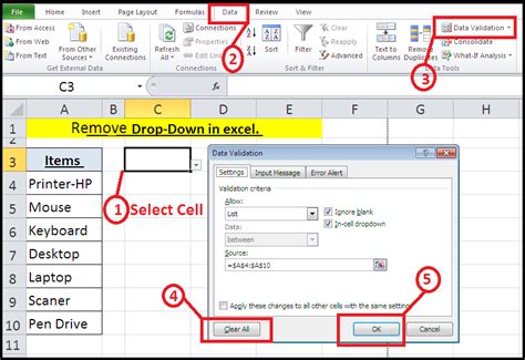Excel Drop Down List Formula