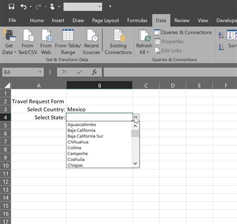 excel drop down list reference table
