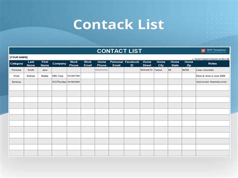 excel emergency contact list template