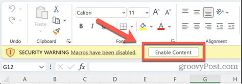 Enable Content in Excel