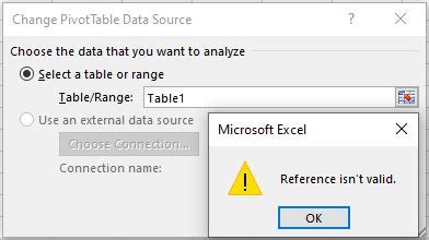 excel error reference is not valid