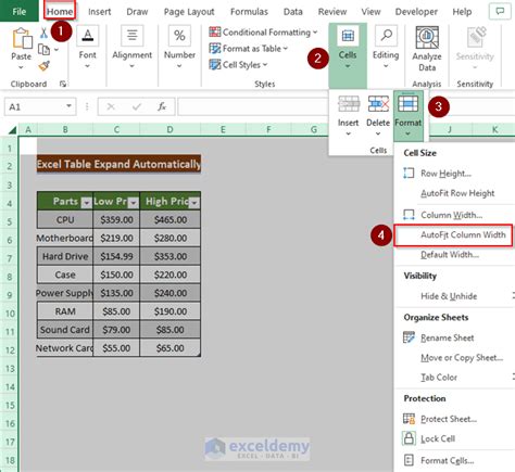 Excel Expand Table Automatically