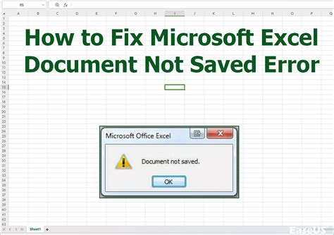 excel file not saved error message