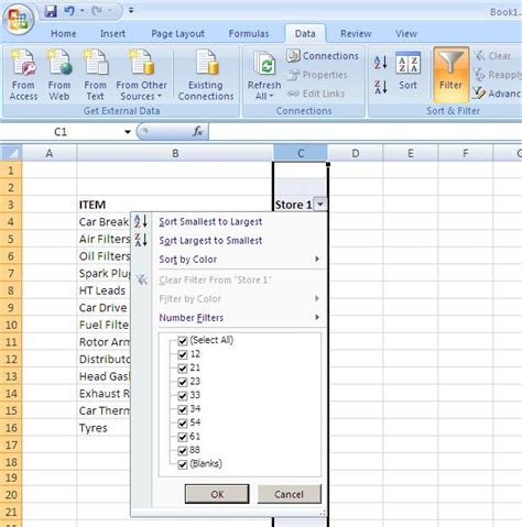 excel filter blanks not showing