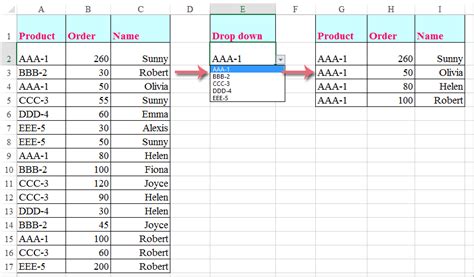excel filter data from drop down list