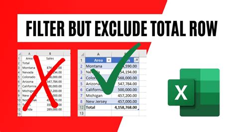 excel filter exclude rows