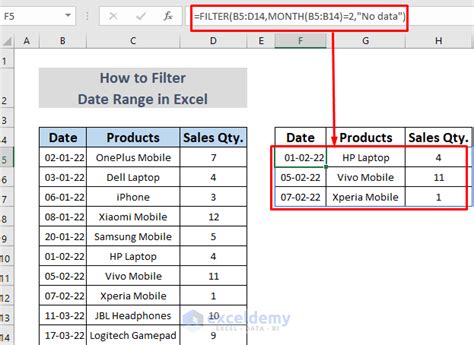 excel filter formula for date range