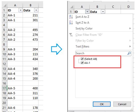 excel filter ignore blank rows