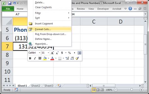 excel format cell for zip code