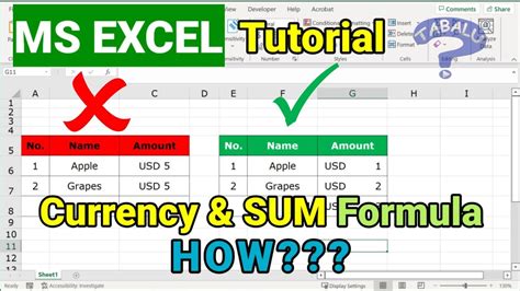 excel format sum as currency