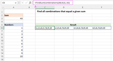 Excel Formula Combination Of Numbers