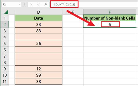 excel formula count non blank cells in a range