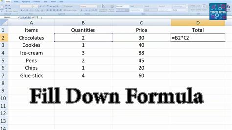 excel formula fill down fixed cell