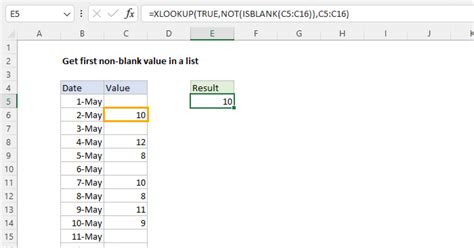 excel formula first non blank cell in row