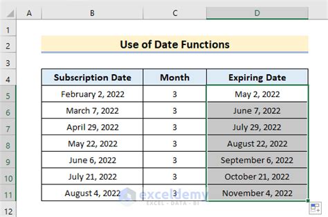 excel formula for adding 3 months to date