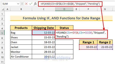 excel formula for date range if