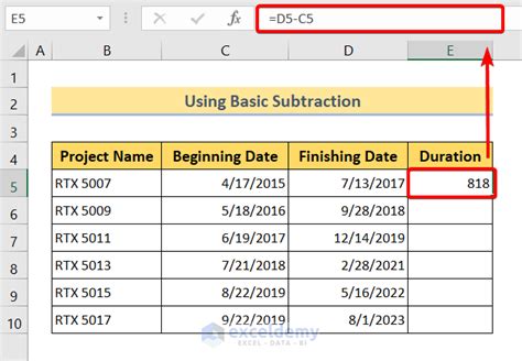 excel formula for length of time between 2 dates