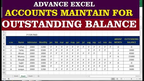 excel formula for outstanding balance
