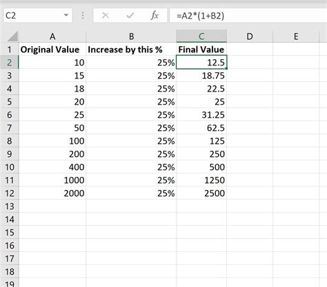 Excel Formula For Percent Increase