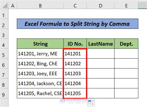 excel formula for split string