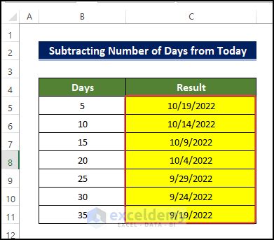 excel formula for today's date minus date in years