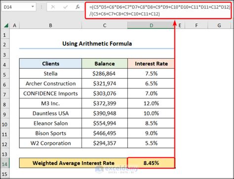 Excel Formula For Weighted Average Interest Rate