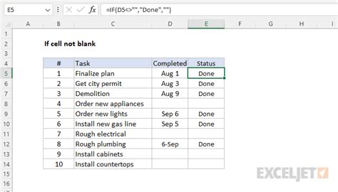 excel formula if not empty