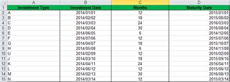 excel formula maturity date