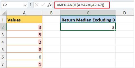 excel formula median excluding zeros