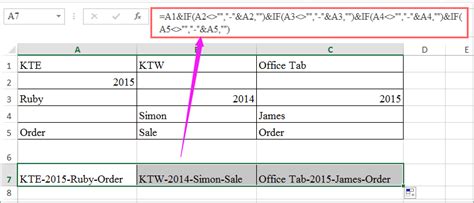 excel formula not concatenating blank cells