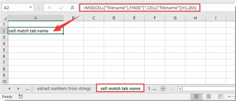 Excel Formula Pick Up Tab Name