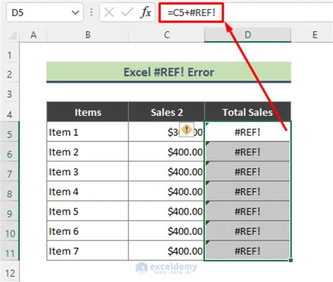 excel formula reference error
