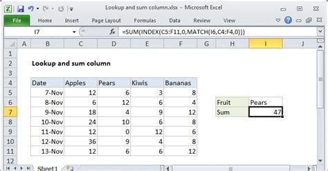 excel formula sum of column