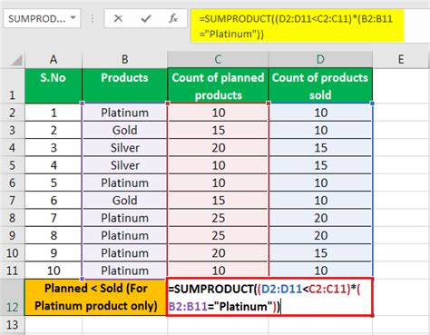 excel formula sumproduct with multiple criteria