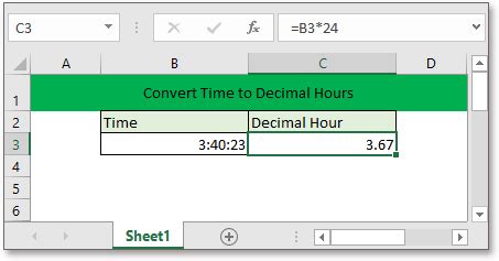 excel formula time to decimal hours