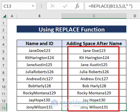 excel formula to add space between words in a cell
