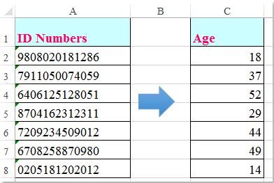excel formula to calculate age from id number