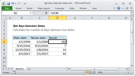 excel formula to calculate days from 2 dates