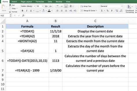 excel formula to calculate days from a date to today