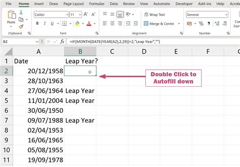 excel formula to calculate leap year