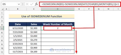excel formula to calculate month from week number