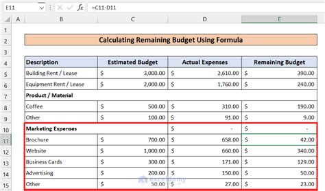 excel formula to calculate remaining balance