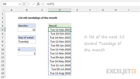excel formula to calculate weekdays in a month