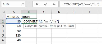 excel formula to change hours to minutes