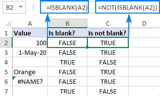 excel formula to check if cells are blank