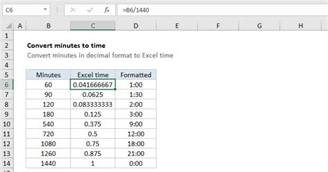 excel formula to convert decimal time to minutes