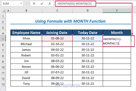 excel formula to count days from date to today in months