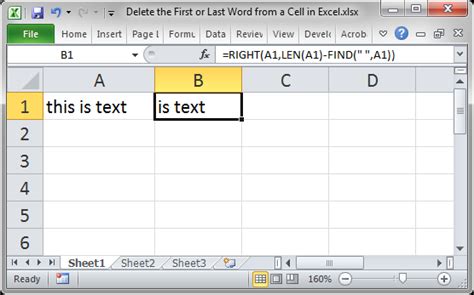 excel formula to delete word from cell