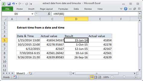 excel formula to extract date