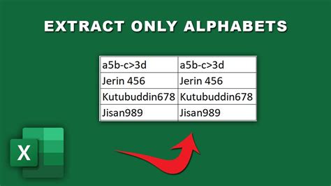 excel formula to extract only alphabets